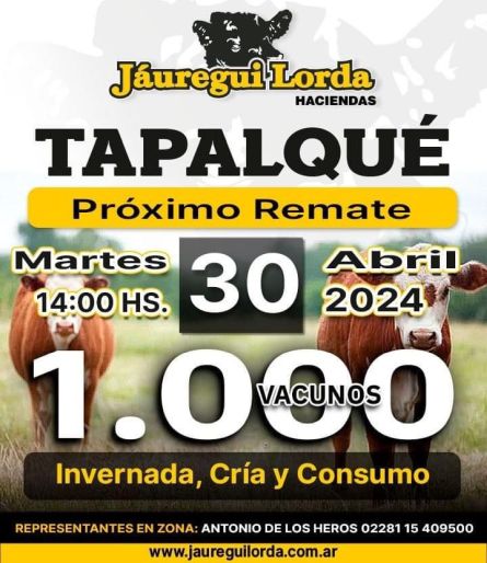 Jauregui Lorda - Tapalque - Jueves 18 de Abril
