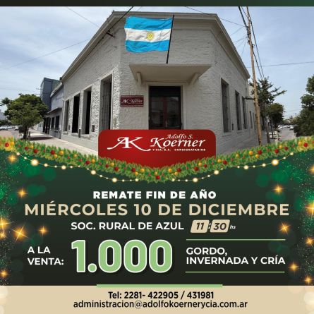 Adolfo S Koerner - Azul - Miercoles 10 de Diciembre