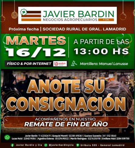 Javier Bardin - Lamadrid - Martes 16 de Diciembre