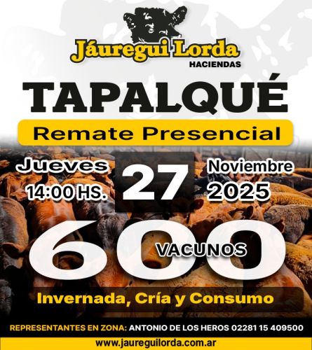 Jauregui Lorda - Tapalque - Viernes 14 de Noviembre