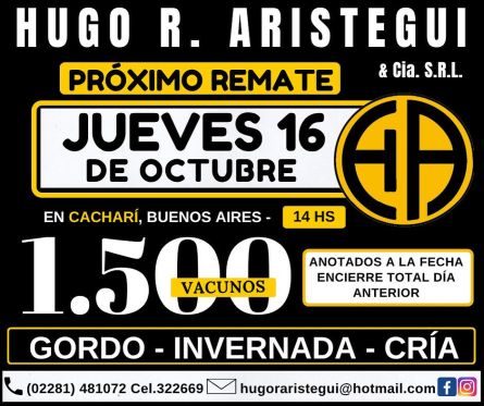Hugo R Aristegui - Cachari - Jueves 16 de Octubre