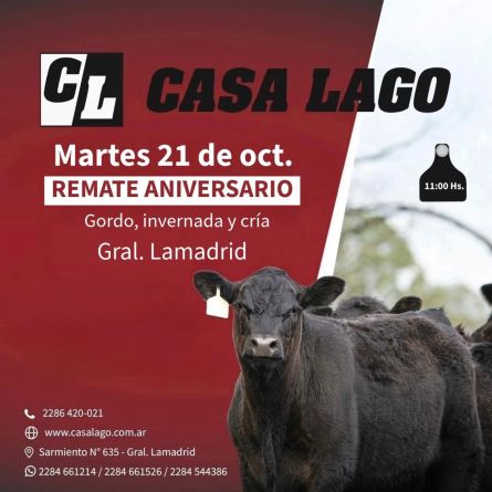 Casa Lago - Gral Lamadrid - Martes 21 de Octubre