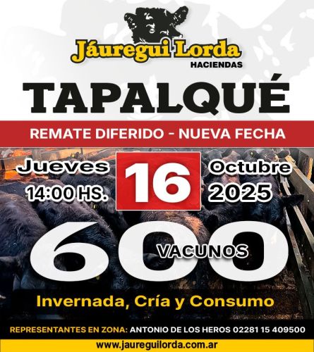Jauregui Lorda - Tapalque - Jueves 16 de Octubre