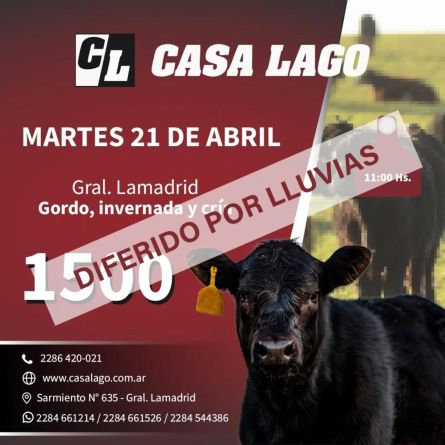 Casa Lago - Gral Lamadrid - Martes 21 de Abril