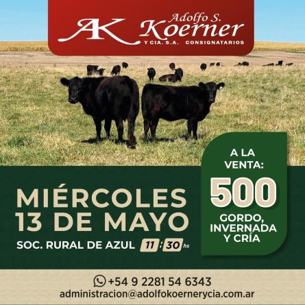 Adolfo S Koerner - Azul - Miercoles 13 de Mayo