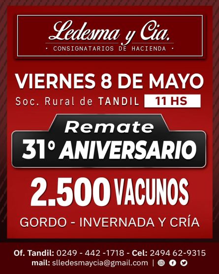 Ledesma y Cia - Rauch - Viernes 08 de Mayo