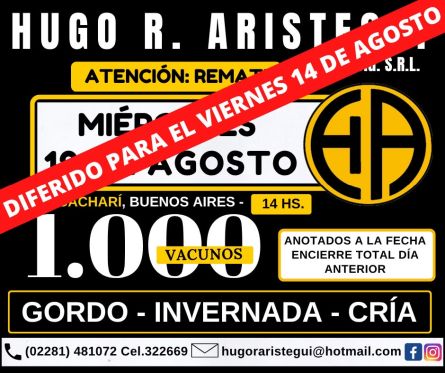 Hugo R Aristegui - Cachari - Miercoles 12 de Agosto