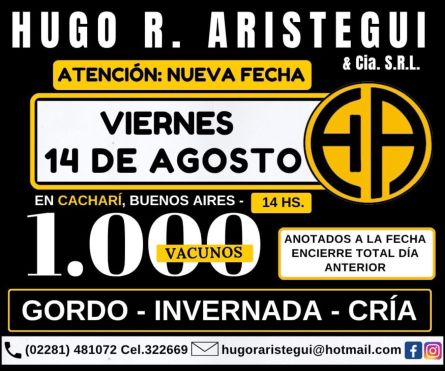 Hugo R Aristegui - Cachari - Viernes 14 de Agosto