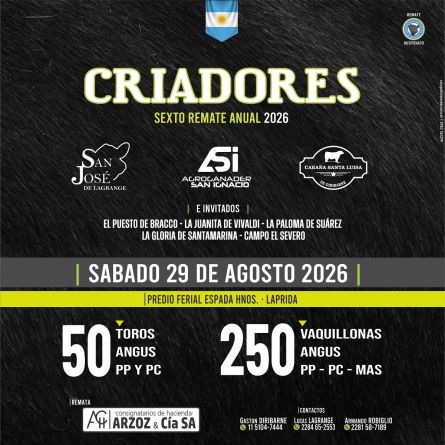Criadores - Laprida - Sabado 29 de Agosto