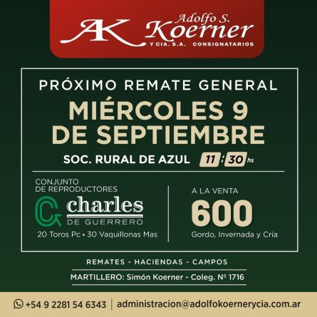Adolfo S Koerner - Azul - MIercoles 09 de Septiembre