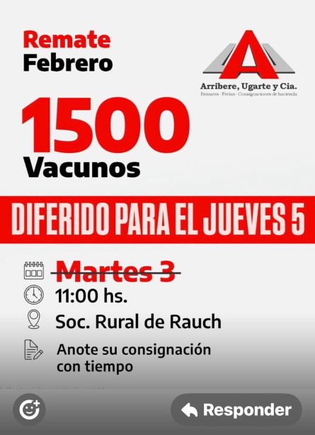 Arribere - Rauch - Martes 03 de Febrero