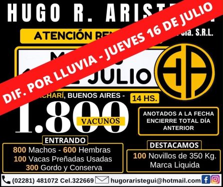 Hugo R Aristegui - Cachari - Martes 14 de Julio