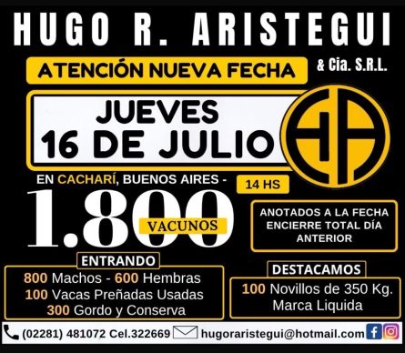 Hugo R Aristegui - Cachari - Martes 14 de Julio