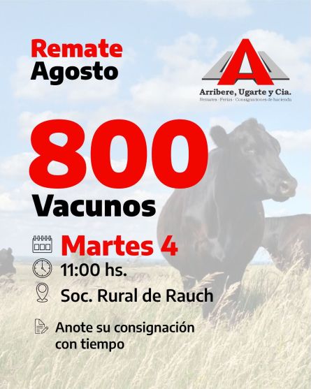 Arribere Ugarte - Rauch - Martes 04 de Agosto
