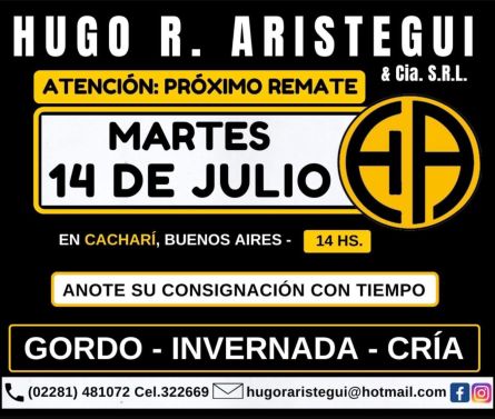 Hugo R Aristegui - Cachari - Martes 14 de Julio