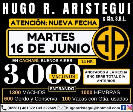 Hugo R Aristegui - Cachari - Martes 16 de Junio