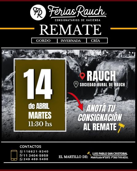 Ferias Rauch - Rauch - Martes 14 de Abril