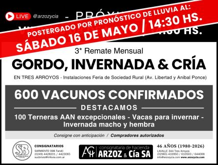 Arzoz y CIa - Tres Arroyos - Sabado 16 de Mayo