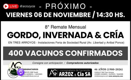 Arzoz y cia - Tres Arroyos - Viernes 06 de Noviembre