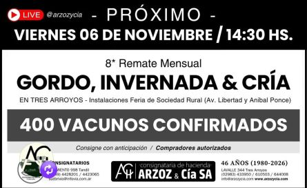 Arzoz y cia - Tres Arroyos - Viernes 06 de Noviembre