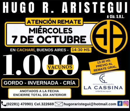 Hugo R Aristegui - Cachari - Miercoles 07 de Octubre