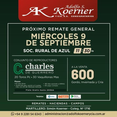 Adolfo S Koerner - Azul - MIercoles 09 de Septiembre