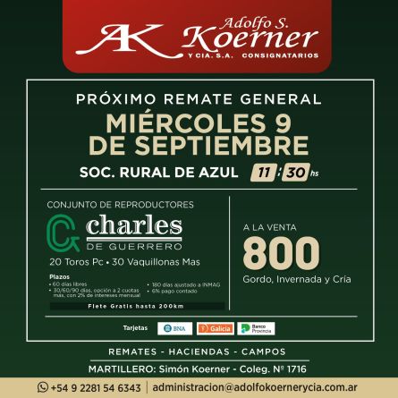 Adolfo S Koerner - Azul - MIercoles 09 de Septiembre